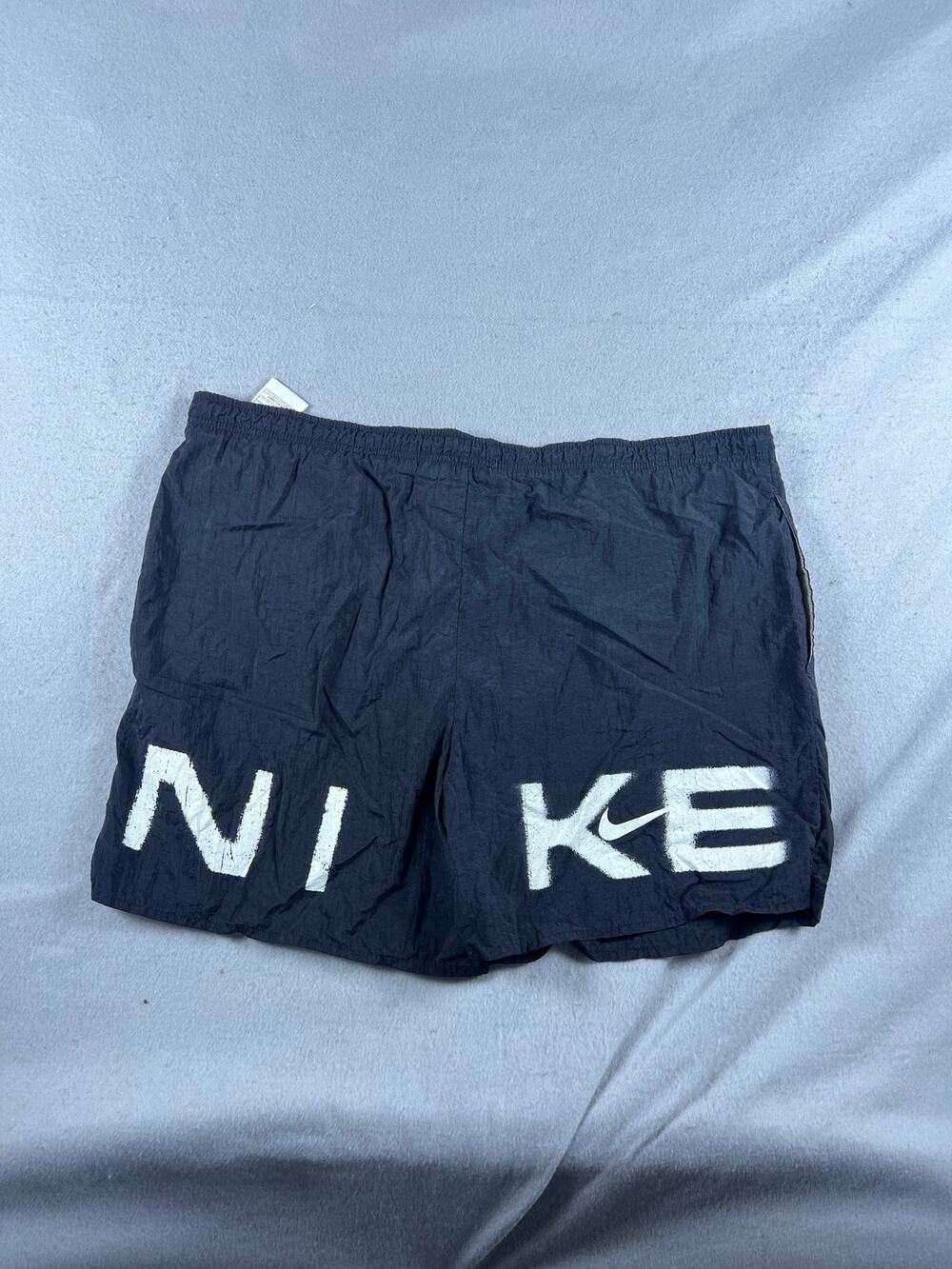 Vintage 90s Nike Swim Trunks Mens L Black Spellout Swoosh Graphics Sportswear